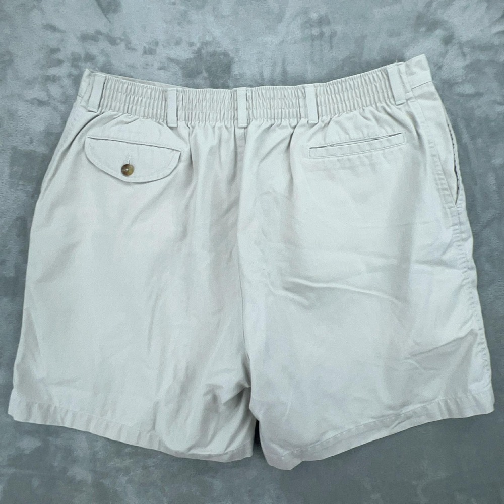 Mens Khaki‎ Chino Shorts Beige Elastic Back Waist Cotton Blend Size 42 - Picture 2 of 9